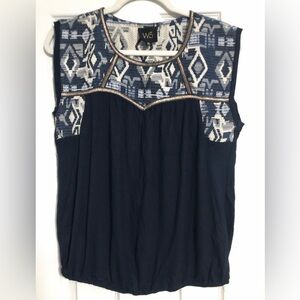 W5 boho Aztec western sleeveless shirt balloon elastic waist women’s size medium